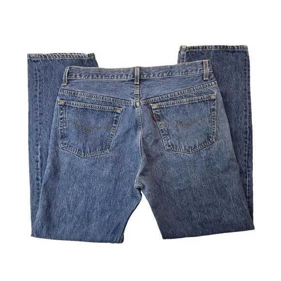 Levis Vintage 80s USA 501 0115 Button Fly Blue Denim Jeans Mens Size 35x32